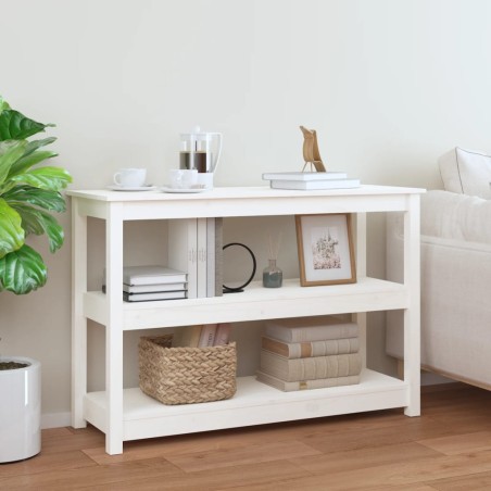 vidaXL Mesa consola de madera maciza de pino blanco 110x40x74 cm
