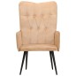 vidaXL Sillón orejero de cuero auténtico color crema canela vidaXL Sillón orejero de cuero auténtico color crema canela