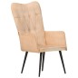 vidaXL Sillón orejero de cuero auténtico color crema canela vidaXL Sillón orejero de cuero auténtico color crema canela
