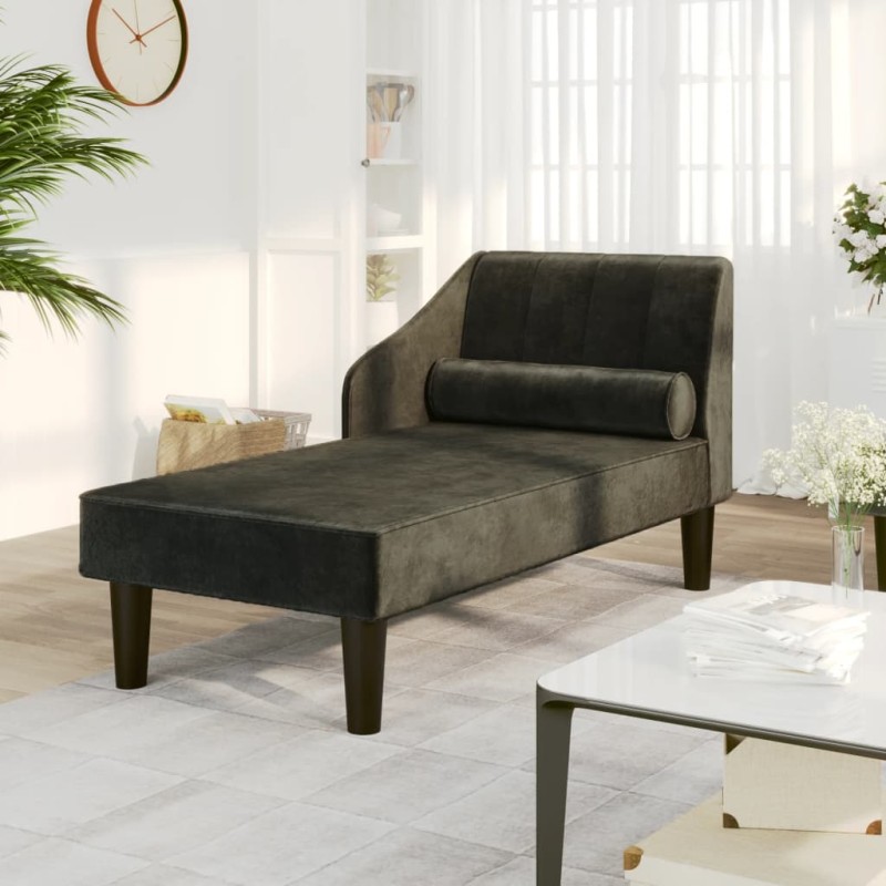 vidaXL Sofá diván con cojín de cabeza terciopelo negro vidaXL Sofá diván con cojín de cabeza terciopelo negro