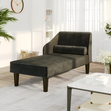 vidaXL Sofá diván con cojín de cabeza terciopelo negro