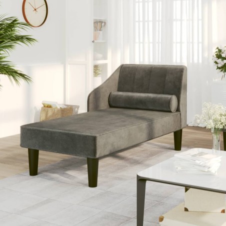 vidaXL Sofá diván con cojín de cabeza terciopelo gris oscuro
