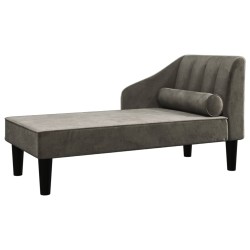 vidaXL Sofá diván con cojín de cabeza terciopelo gris oscuro
