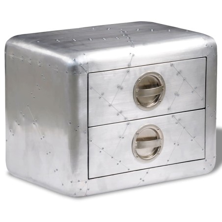 vidaXL Mesa auxiliar estilo aviador con 2 cajones vintage 