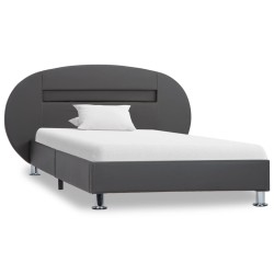 vidaXL Estructura de cama con LED de cuero sintético gris 90x200 cm