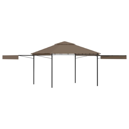 vidaXL Cenador con techo extensible doble gris taupe 3x3x2,75m 180g/m²