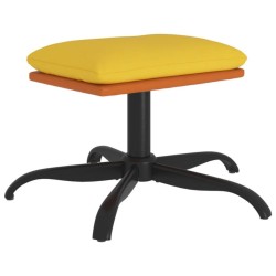 vidaXL Reposapiés tela y cuero sintético amarillo mostaza 60x60x36 cm