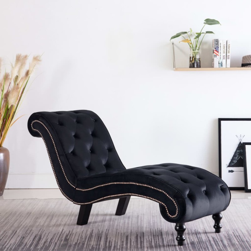 vidaXL Diván de terciopelo negro vidaXL Diván de terciopelo negro