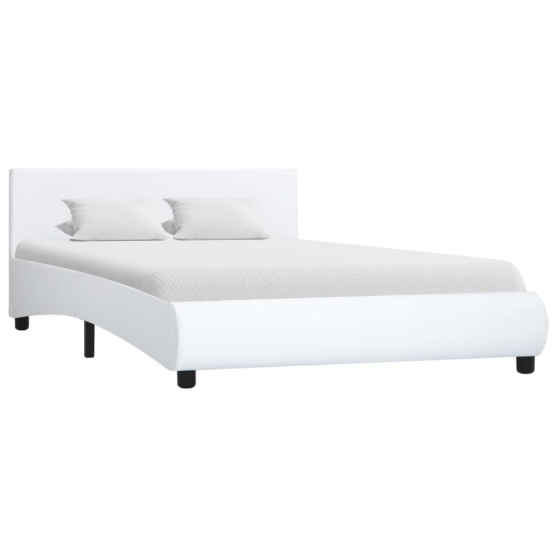 vidaXL Estructura de cama de cuero sintético blanco 140x200 cm vidaXL Estructura de cama de cuero sintético blanco 140x200 cm