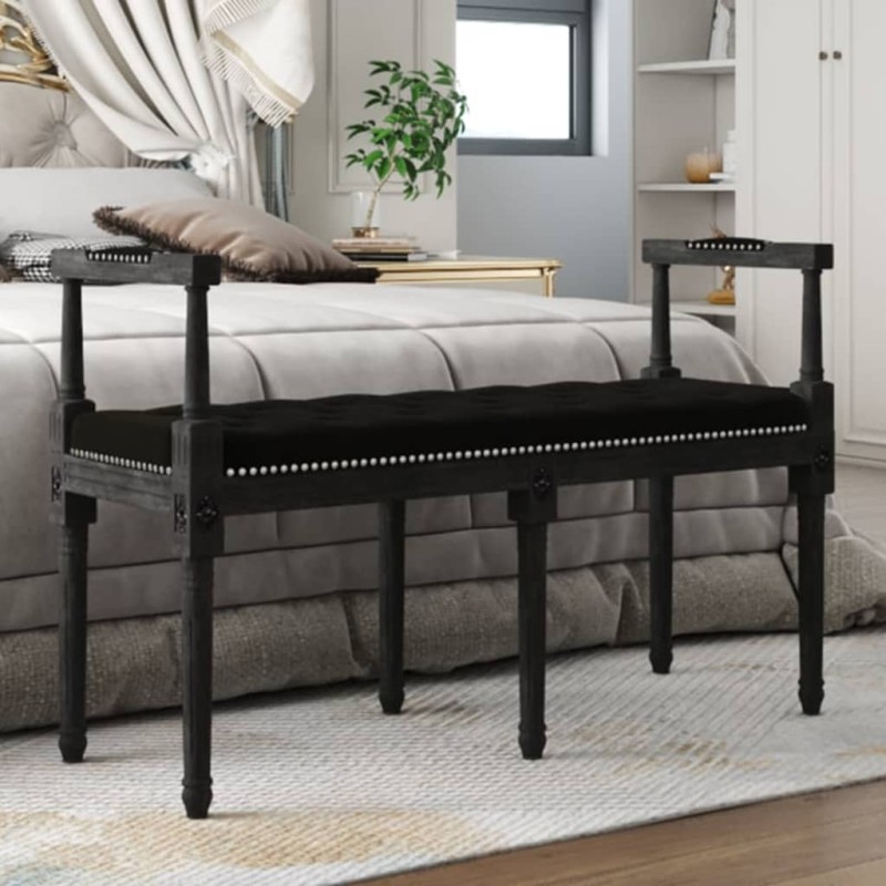 vidaXL Banco de terciopelo negro 110x40x70 cm vidaXL Banco de terciopelo negro 110x40x70 cm