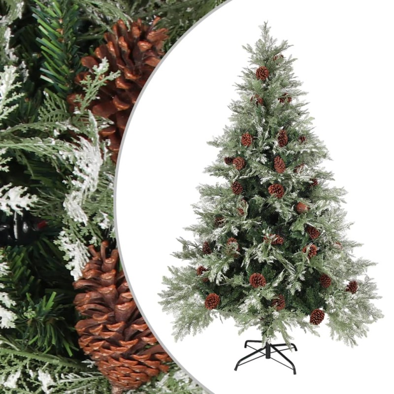 vidaXL Árbol de Navidad con piñas verde y blanco PVC y PE 150 cm vidaXL Árbol de Navidad con piñas verde y blanco PVC y PE 150 cm