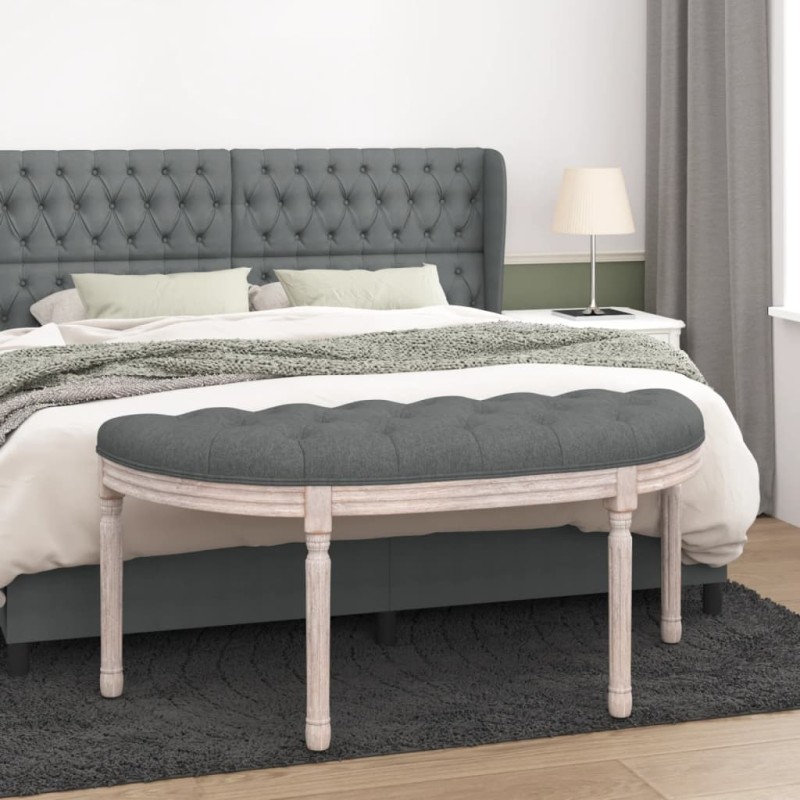 vidaXL Banco de tela gris oscuro 110,5x45x49 cm vidaXL Banco de tela gris oscuro 110,5x45x49 cm