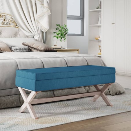 vidaXL Taburete con almacenaje terciopelo azul 110x45x49 cm