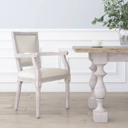 vidaXL Silla de comedor de lino beige