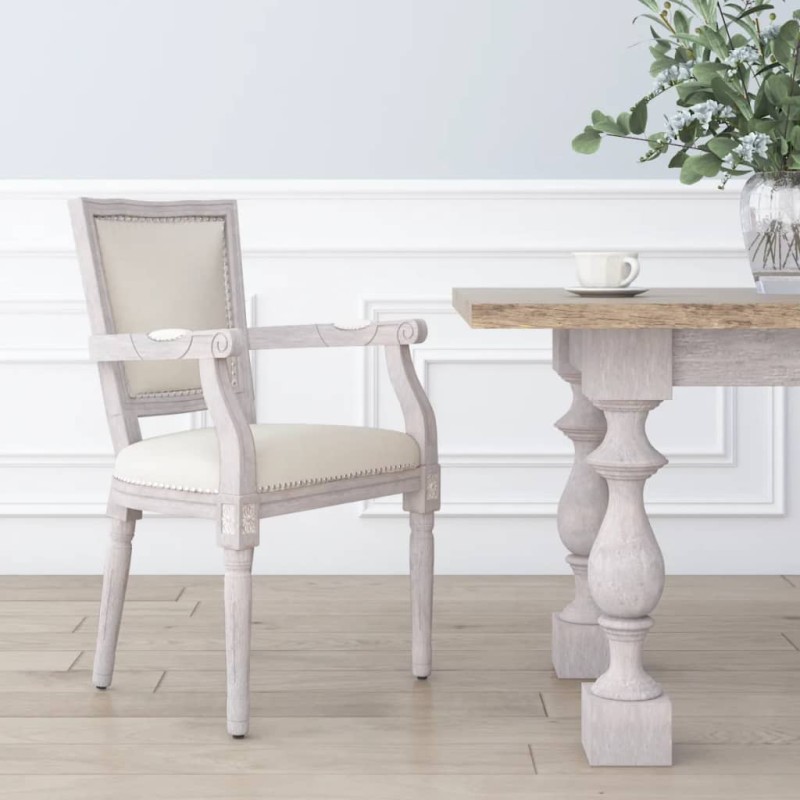 vidaXL Silla de comedor de lino beige