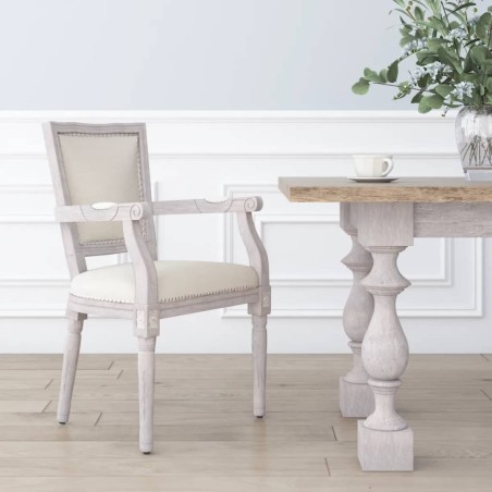 vidaXL Silla de comedor de lino beige