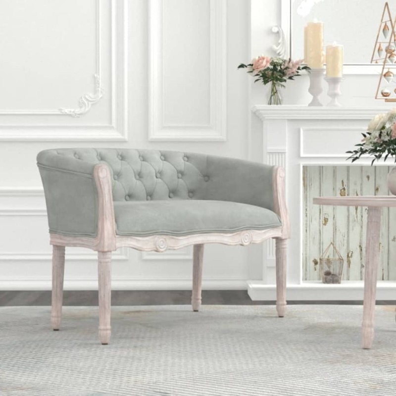 vidaXL Banco de terciopelo gris claro 98x56x69 cm vidaXL Banco de terciopelo gris claro 98x56x69 cm