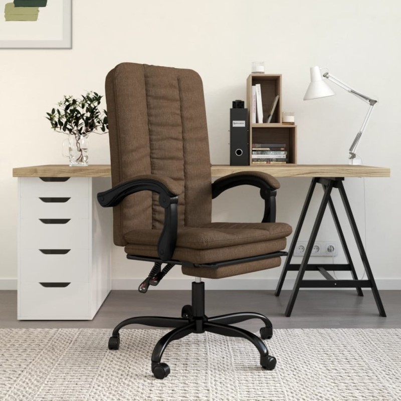 vidaXL Silla de oficina reclinable de tela marrón vidaXL Silla de oficina reclinable de tela marrón