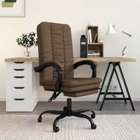 vidaXL Silla de oficina reclinable de tela marrón