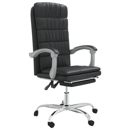 vidaXL Silla de oficina reclinable cuero sintético negro