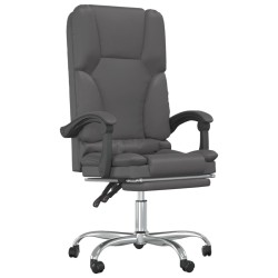 vidaXL Silla de oficina reclinable masaje cuero sintético gris