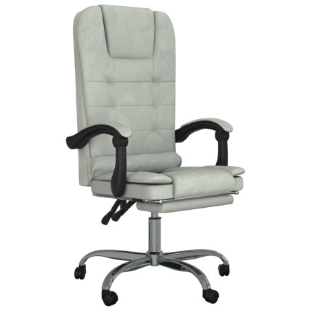vidaXL Silla de oficina reclinable con masaje terciopelo gris claro