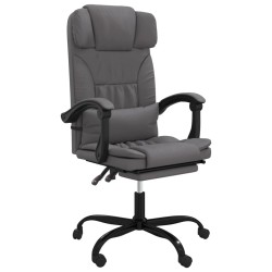 vidaXL Silla de oficina reclinable cuero sintético gris