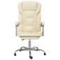vidaXL Silla de oficina reclinable cuero sintético crema vidaXL Silla de oficina reclinable cuero sintético crema