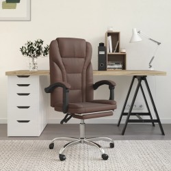 vidaXL Silla de oficina reclinable cuero sintético marrón
