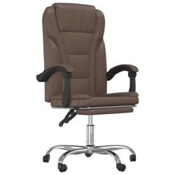vidaXL Silla de oficina reclinable cuero sintético marrón