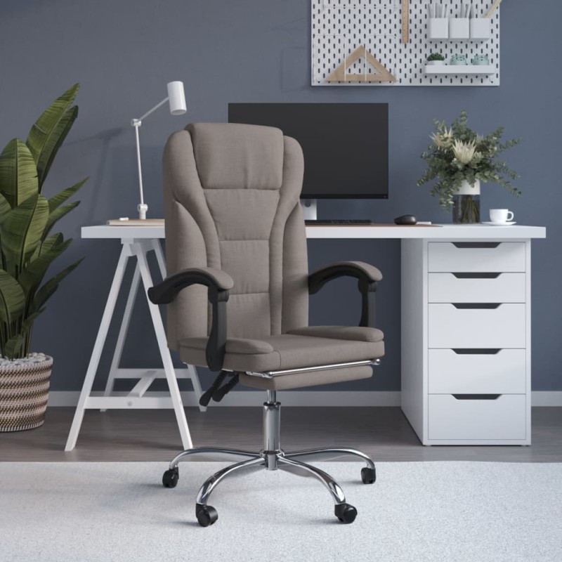 vidaXL Silla de oficina reclinable de tela gris taupé vidaXL Silla de oficina reclinable de tela gris taupé