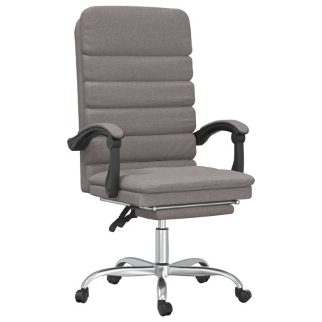 vidaXL Silla de oficina reclinable con masaje tela gris taupé