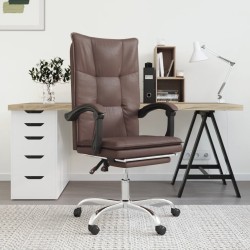 vidaXL Silla de oficina reclinable cuero sintético marrón