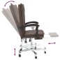 vidaXL Silla de oficina reclinable cuero sintético marrón