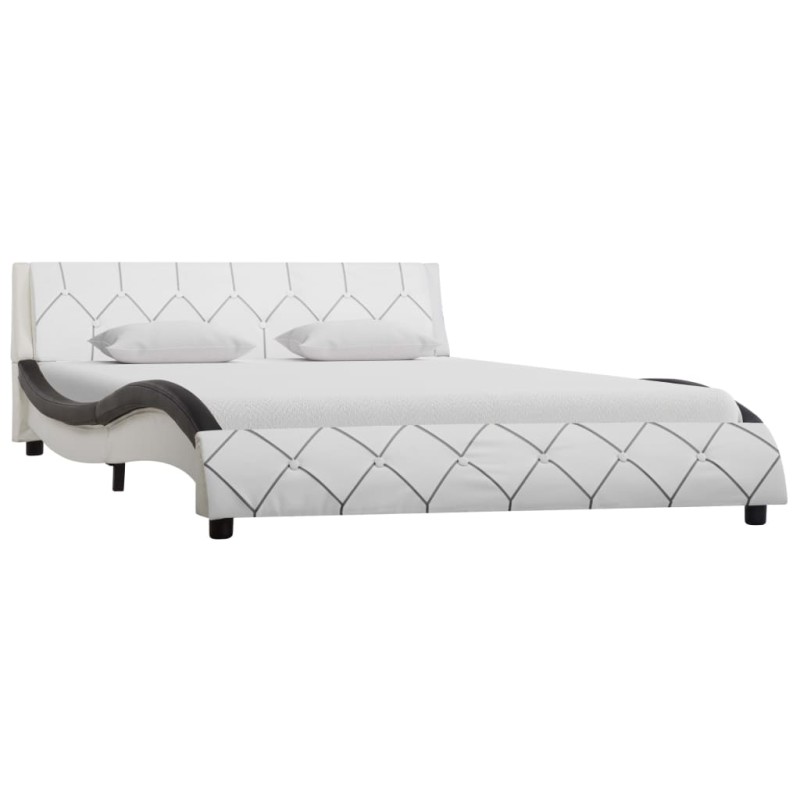 vidaXL Estructura de cama de cuero sintético blanco y negro 140x200 cm vidaXL Estructura de cama de cuero sintético blanco y negro 140x200 cm