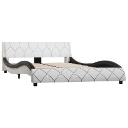 vidaXL Estructura de cama de cuero sintético blanco y negro 140x200 cm