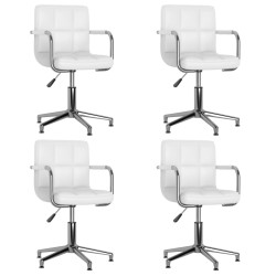 vidaXL Sillas de comedor giratorias 4 unidades cuero sintético blanco