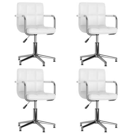 vidaXL Sillas de comedor giratorias 4 unidades cuero sintético blanco