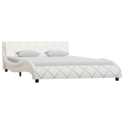 vidaXL Estructura de cama de cuero sintético blanco 140x200 cm