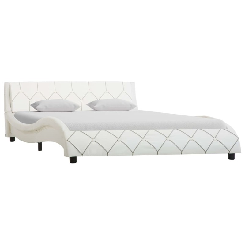 vidaXL Estructura de cama de cuero sintético blanco 140x200 cm vidaXL Estructura de cama de cuero sintético blanco 140x200 cm