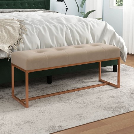 vidaXL Banco de terciopelo beige 110x36x45 cm