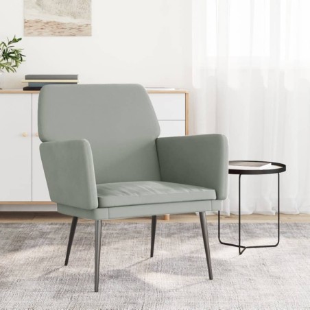 vidaXL Sillón de terciopelo gris claro 62x79x79 cm