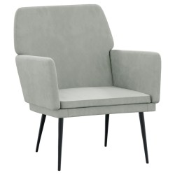 vidaXL Sillón de terciopelo gris claro 62x79x79 cm