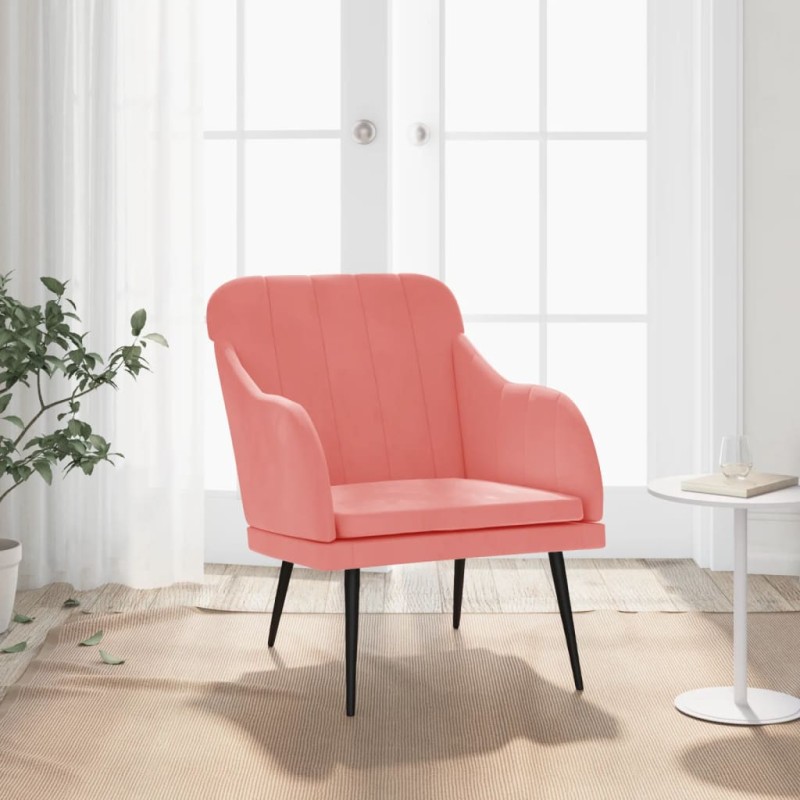 vidaXL Sillón de terciopelo rosa 63x76x80 cm vidaXL Sillón de terciopelo rosa 63x76x80 cm