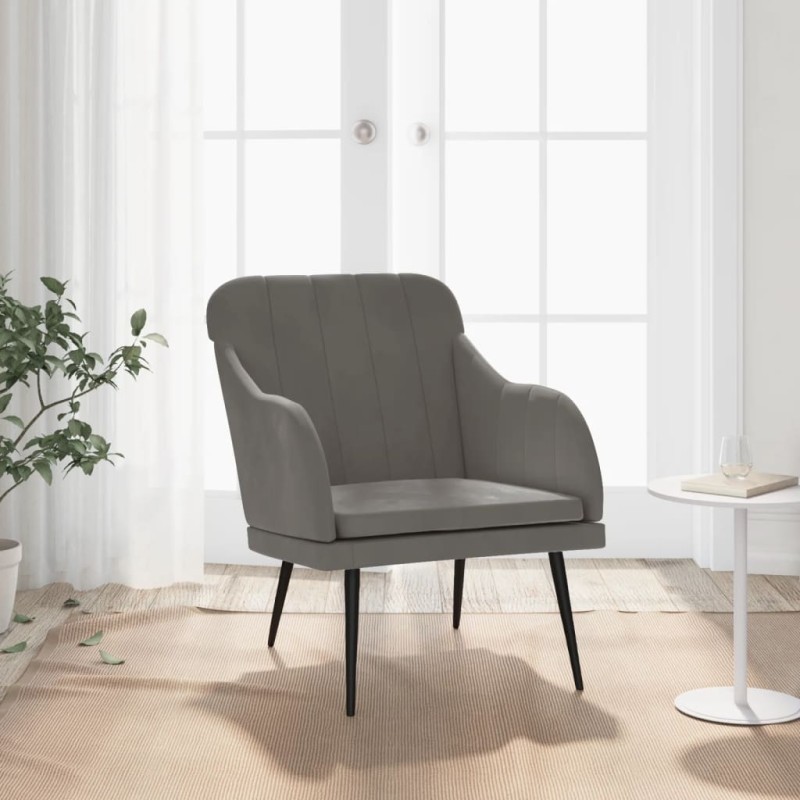 vidaXL Sillón de terciopelo gris oscuro 63x76x80 cm vidaXL Sillón de terciopelo gris oscuro 63x76x80 cm
