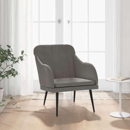 vidaXL Sillón de terciopelo gris oscuro 63x76x80 cm