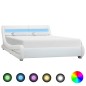 vidaXL Estructura de cama con LED cuero sintético blanco 140x200 cm vidaXL Estructura de cama con LED cuero sintético blanco 140x200 cm