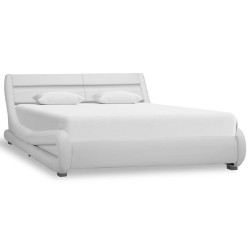 vidaXL Estructura de cama con LED cuero sintético blanco 140x200 cm 