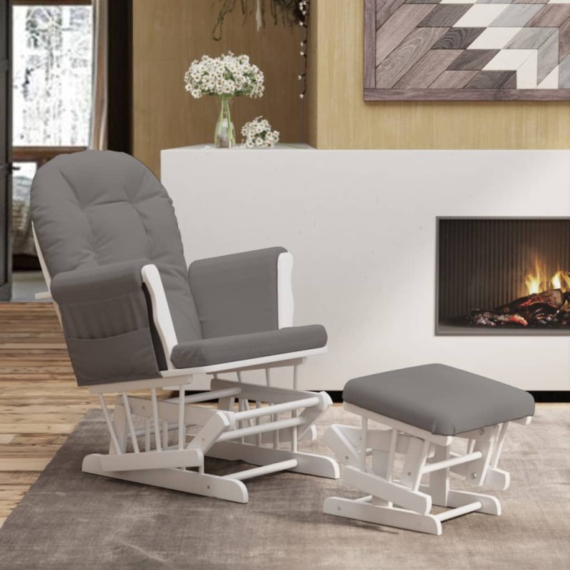 vidaXL Sillón de lactancia con taburete tela gris oscuro vidaXL Sillón de lactancia con taburete tela gris oscuro