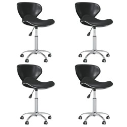 vidaXL Sillas de comedor giratorias 4 unidades cuero sintético negro
